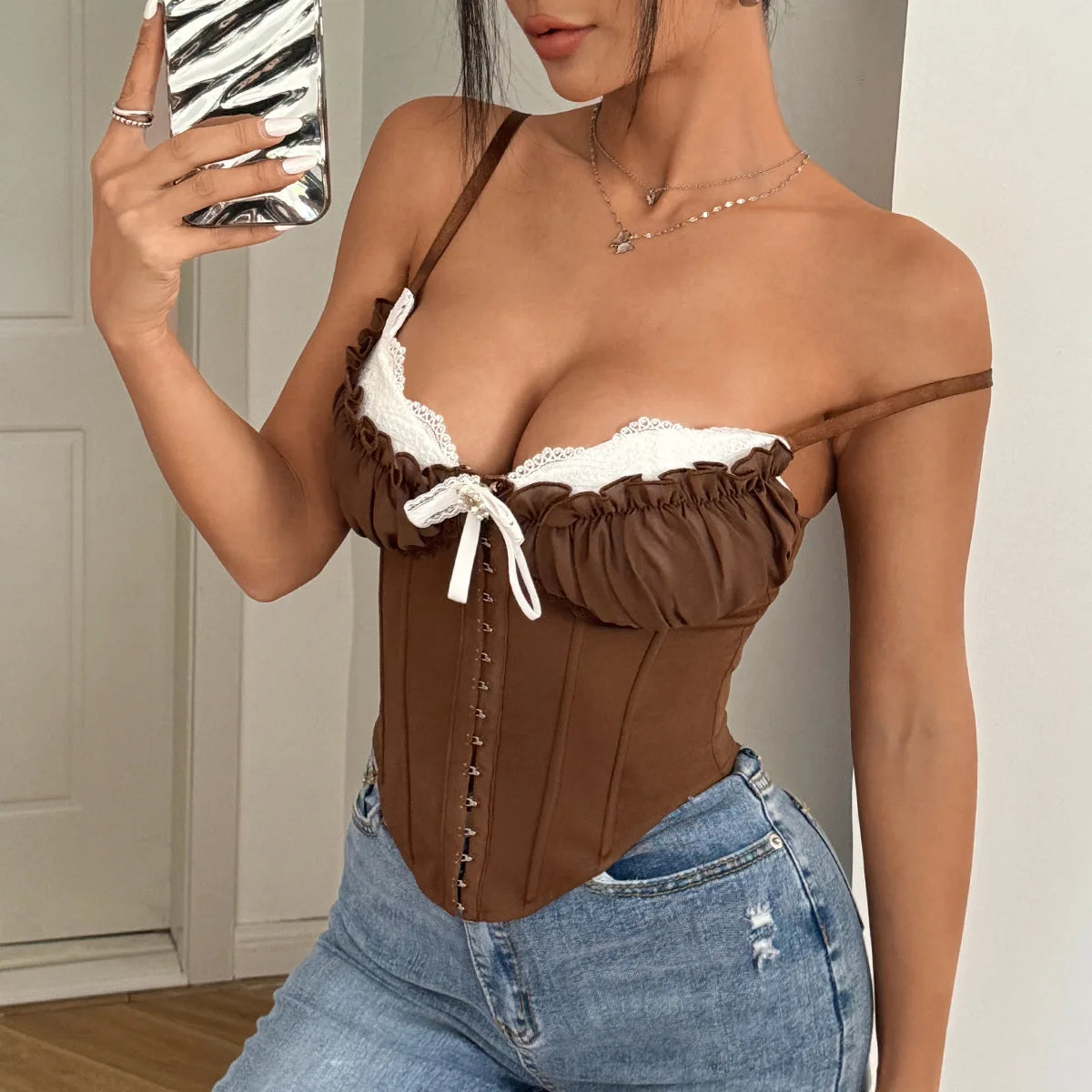Fishbone Mesh Corset Top
