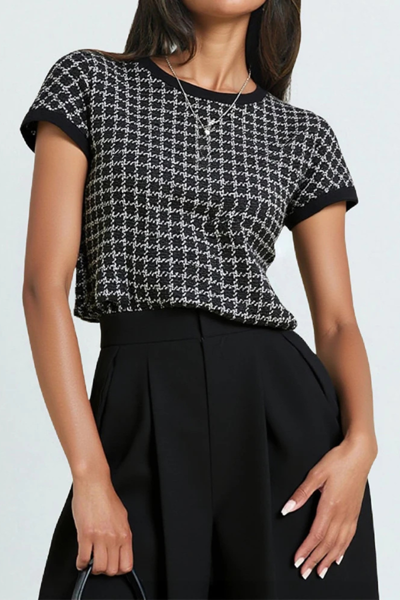 Plaid Round Neck Tee