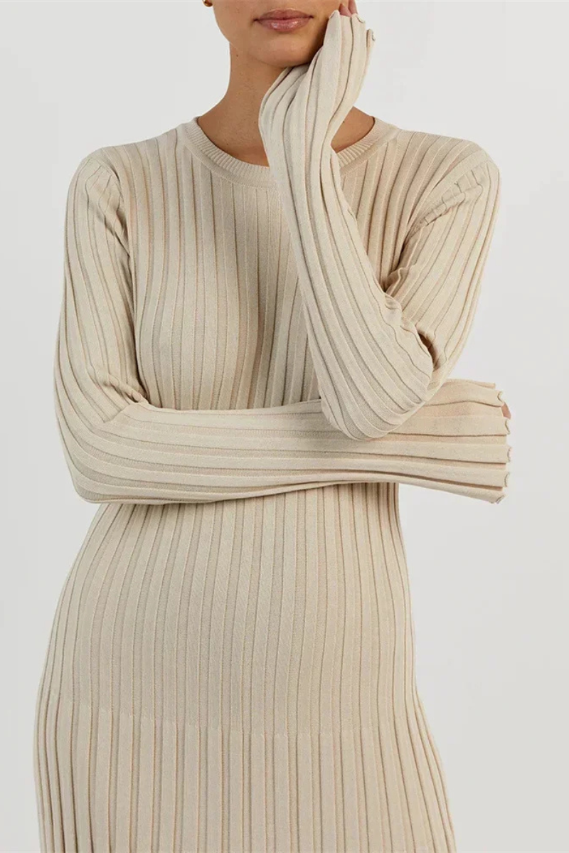 Lace-Up Knit Maxi Dress